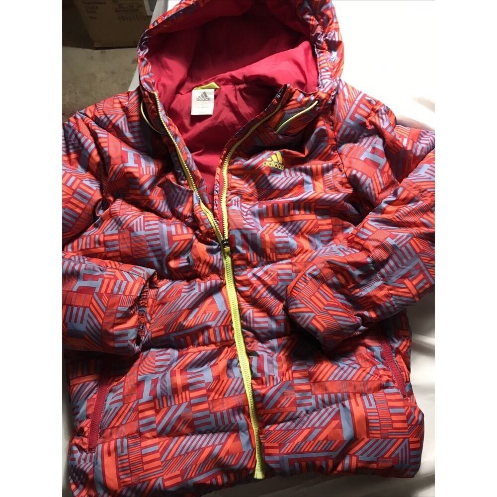 Adidas Womens Puffer Coat Large Red‎ Frenzy